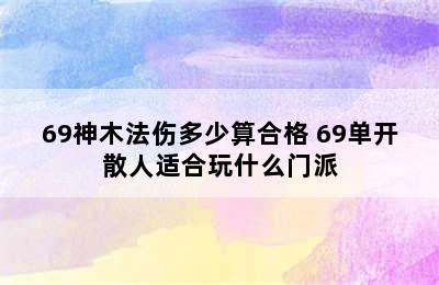 69神木法伤多少算合格 69单开散人适合玩什么门派